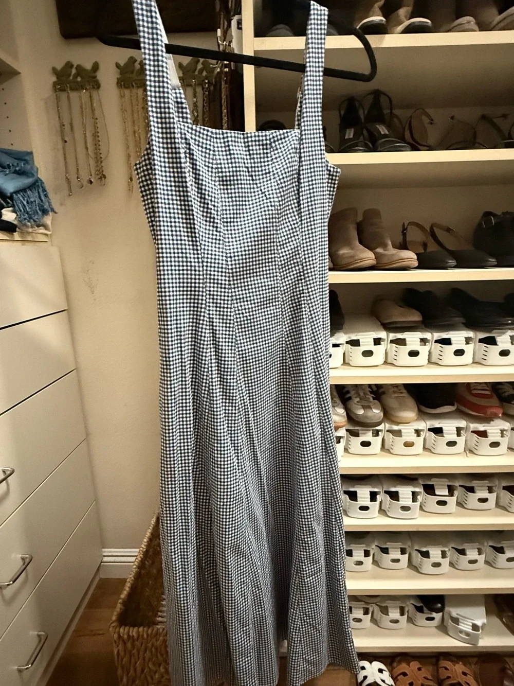 Abercrombie & Fitch Blue and White Gingham Maxi Sundress